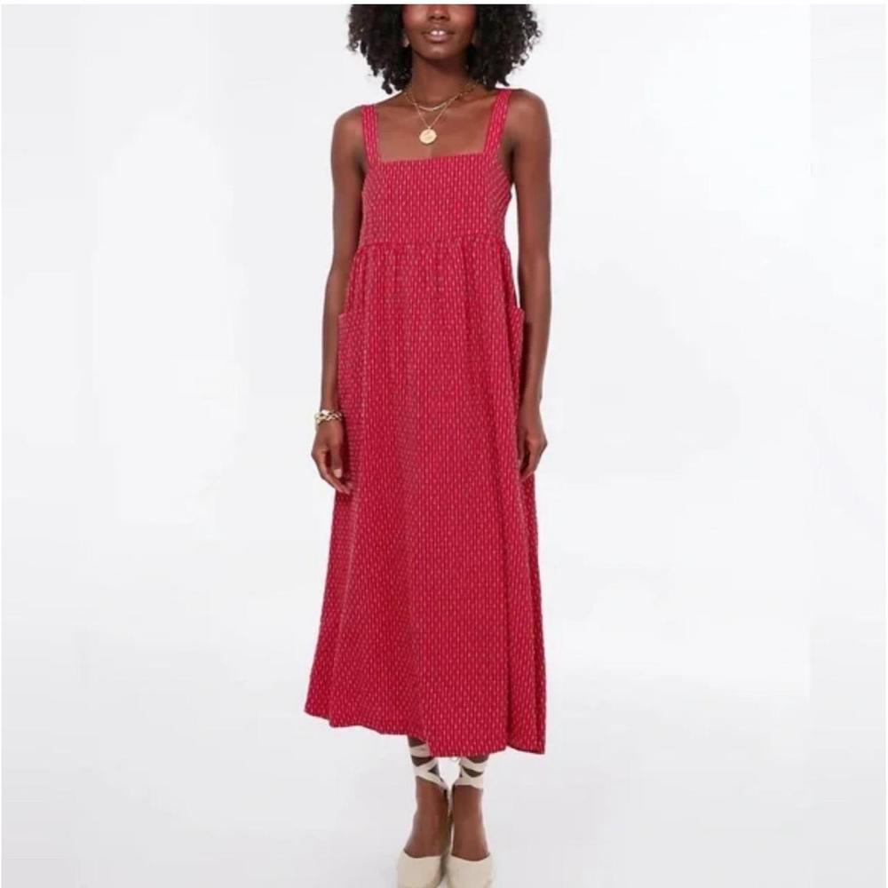 Pomander Place Tuckernuck Red Geneva Square Neck Maxi Dress Resort Pockets Large